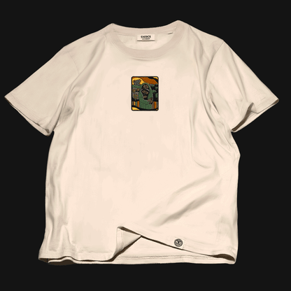 Solace in Unity t-shirt with Palestinian art and embroidery